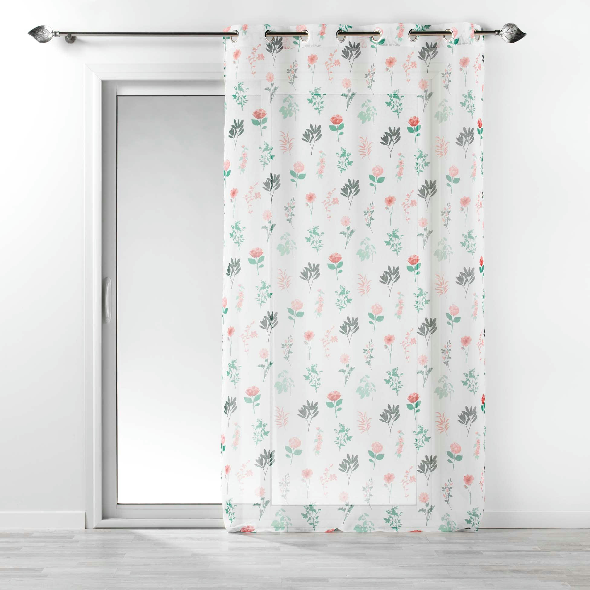 ANGÉLIQUE - Voilage à œillets imprimé polyester vert/blanc 240x140cm