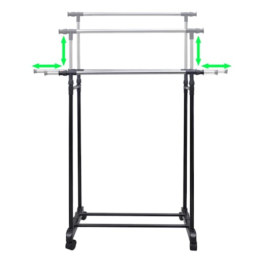 NNEVL Adjustable Clothes Rack with 2 Hanging Rails 2 pcs