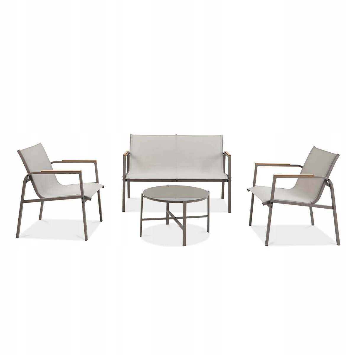 Zestaw Mebli Ogrodowych Tarasowych MANGO 2x Fotel Sofa Stolik kawowy Beżowy