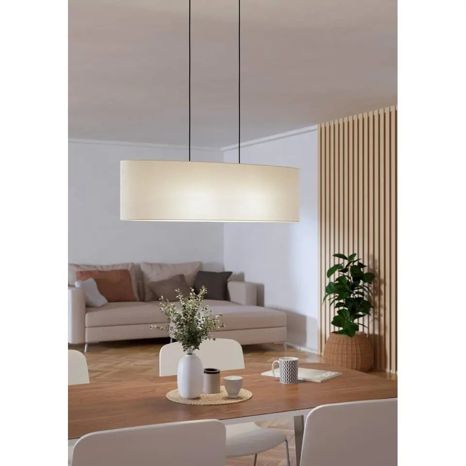 EGLO Febres Hanglamp - E27 - teddy stof - Zwart/Wit