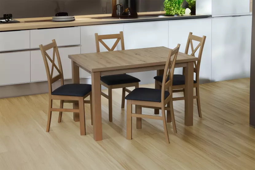 Zestaw stół 150/190x80 i 4 krzesła M012-4 Dąb Artisan