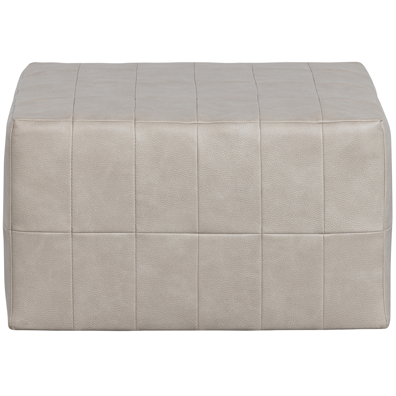 WOOOD poef Patchwork - Leerlook - Naturel - 36x60x60