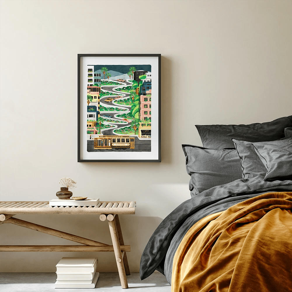 - Affiche illustrée de lombard street San Francisco 30x40 cm