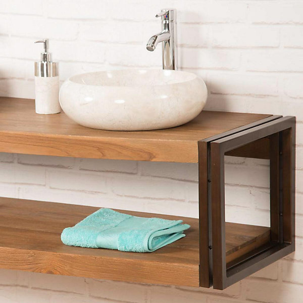 Meuble double suspendu Elégance teck métal 145 cm