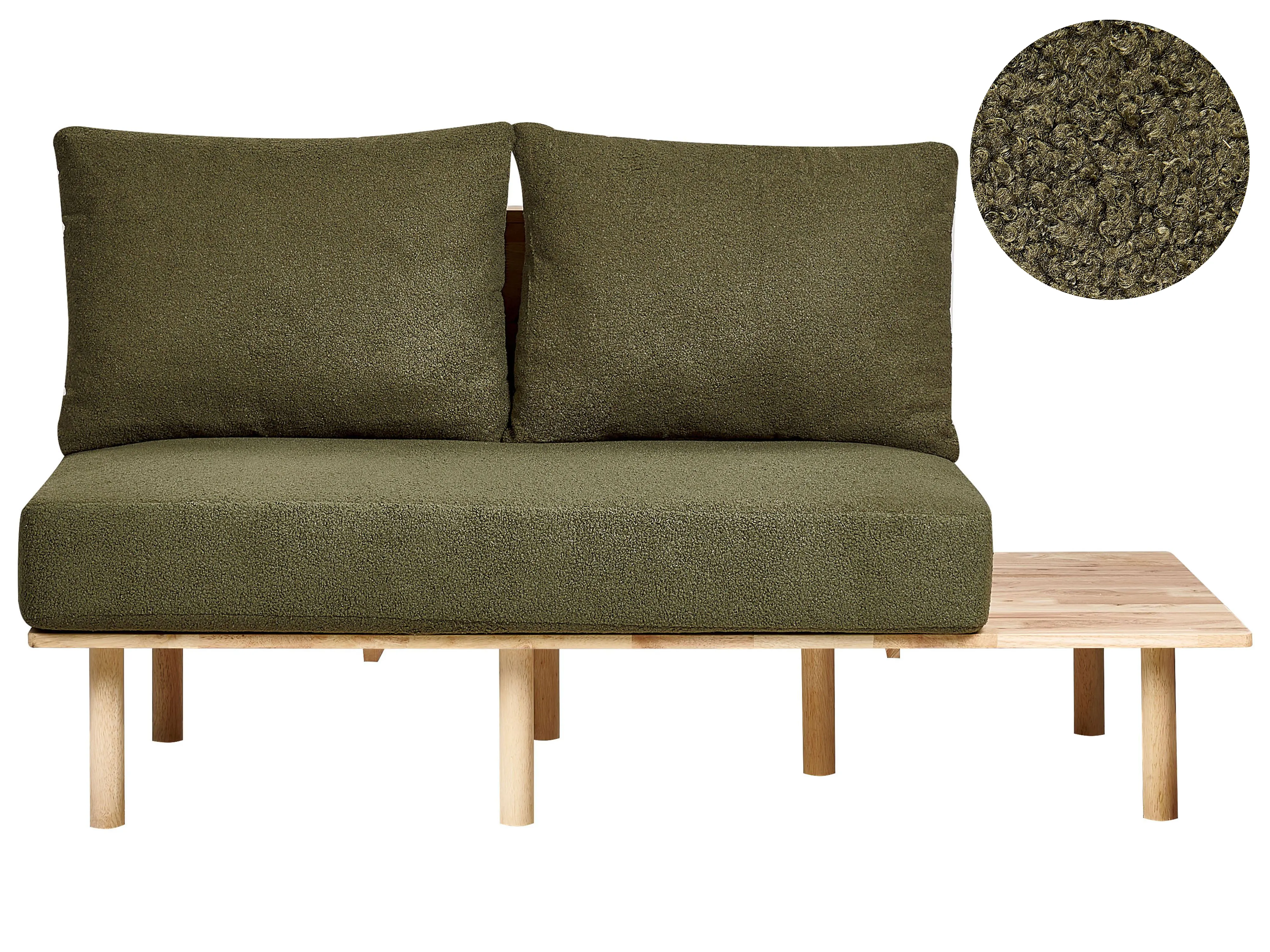 Sofa 2 Seater SALO Boucle Dark Green with Tables