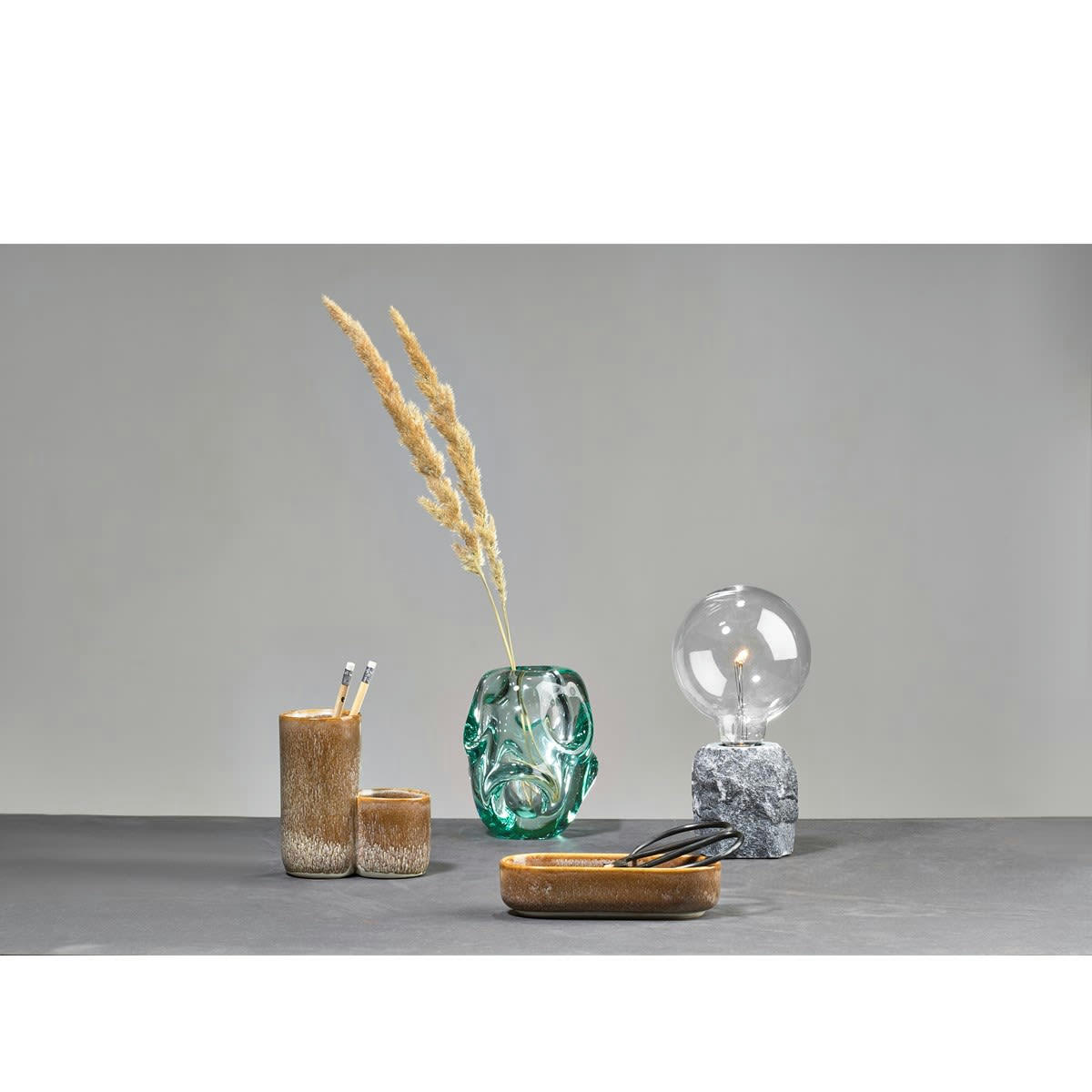 LIVING - Bocal décoration en argile taupe