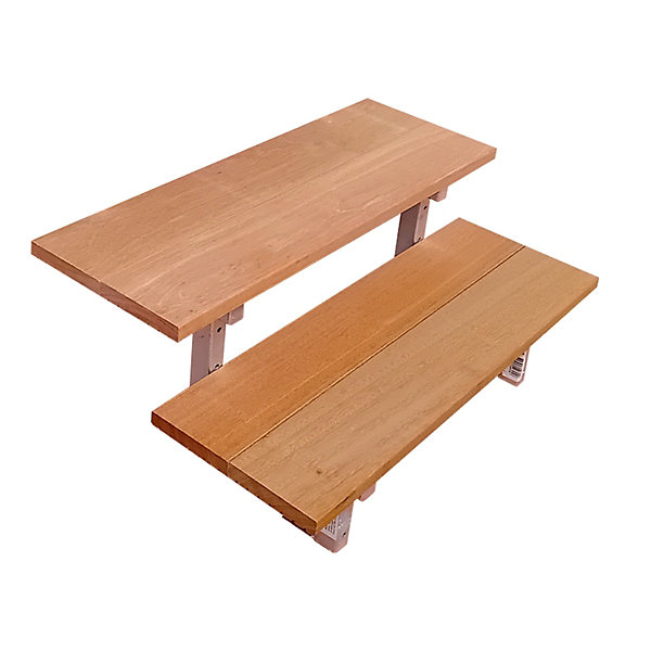 Escalier en acier BALI, 2 marches en bois exotique Bangkirai, Hauteur 37 cm - L 60 cm
