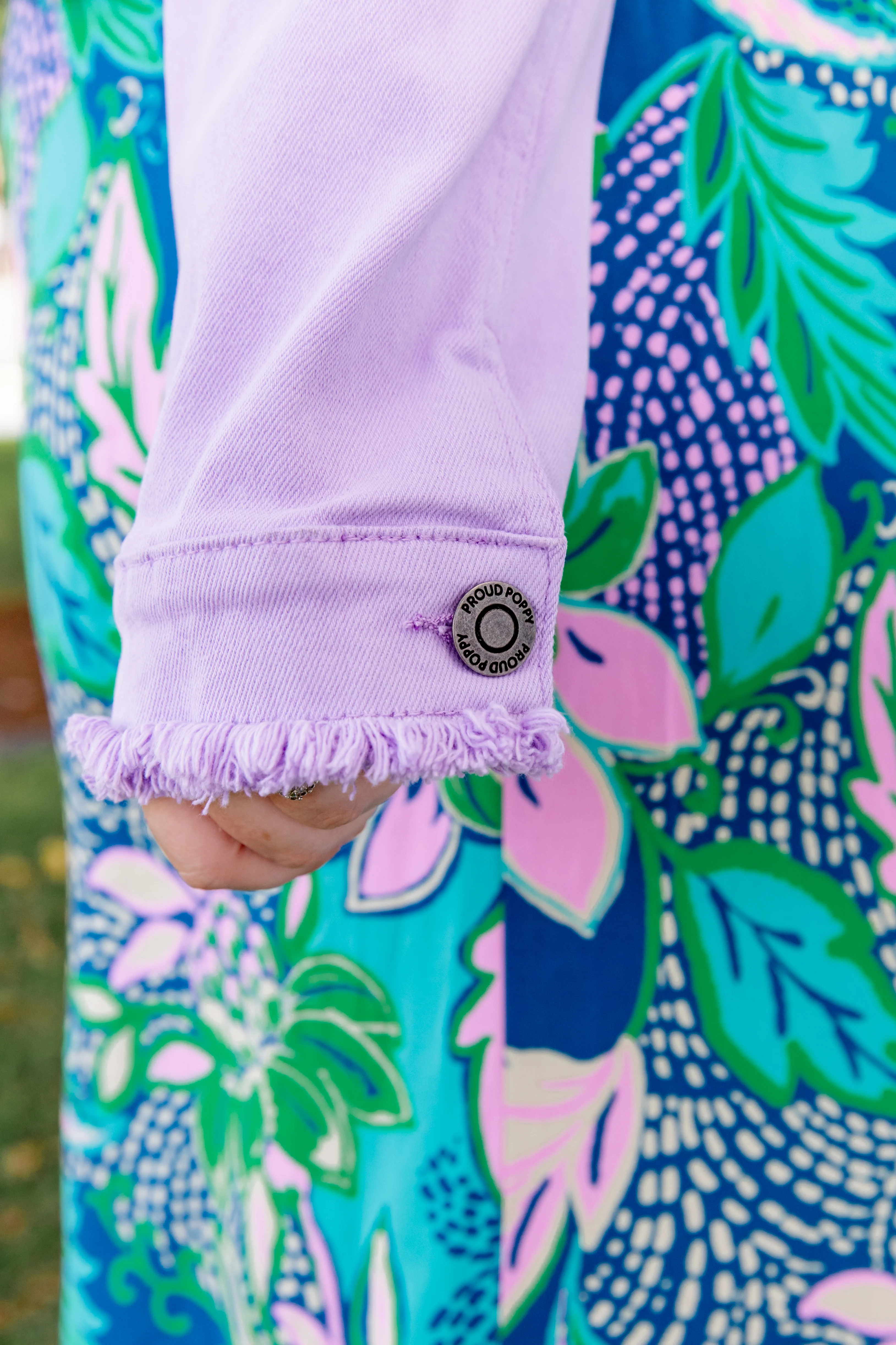 Kenzi Cropped Denim Jacket in Lilac