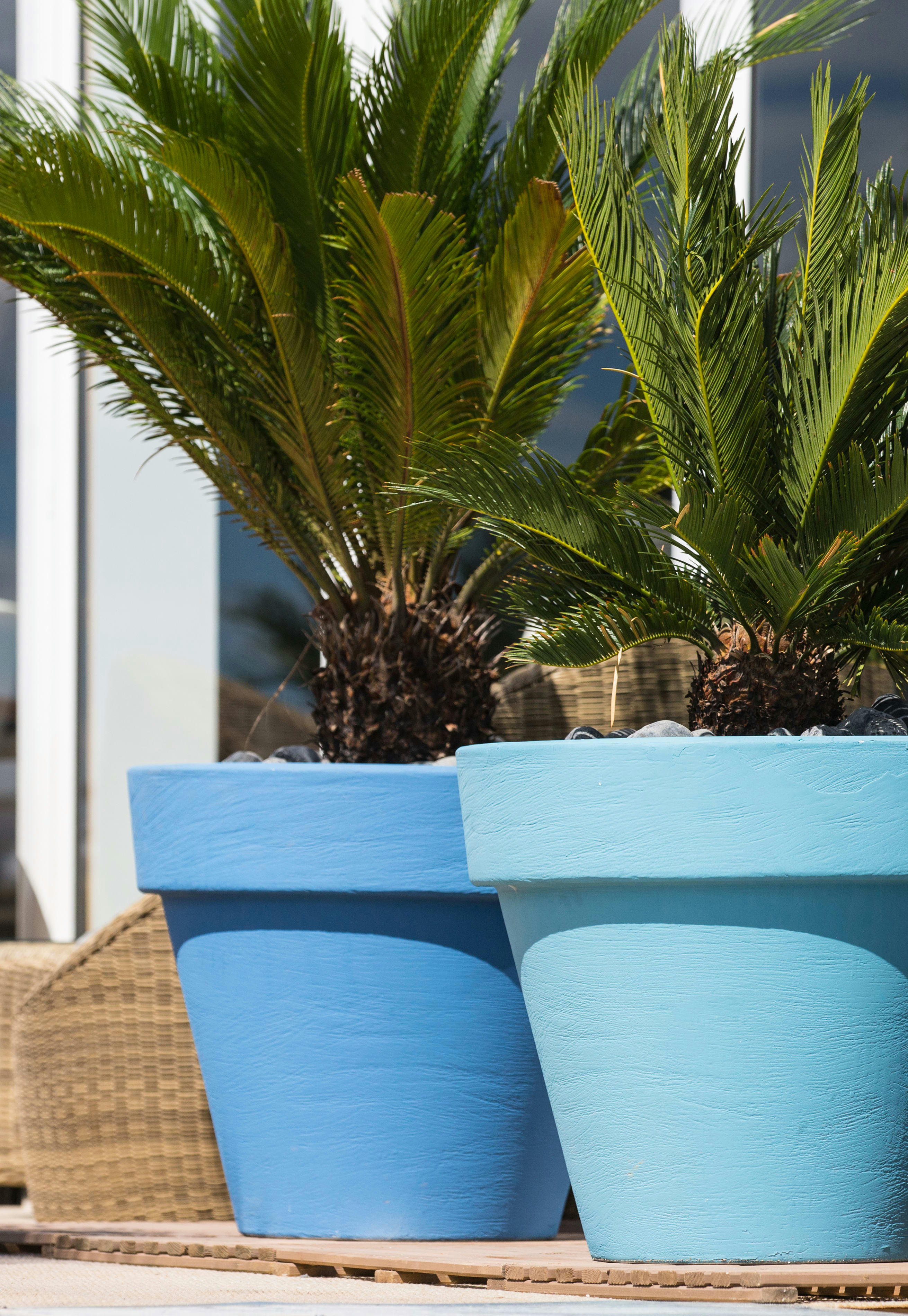 BORDATO LISCIO - Pot à fleur en résine recyclable bleu provence D68cm