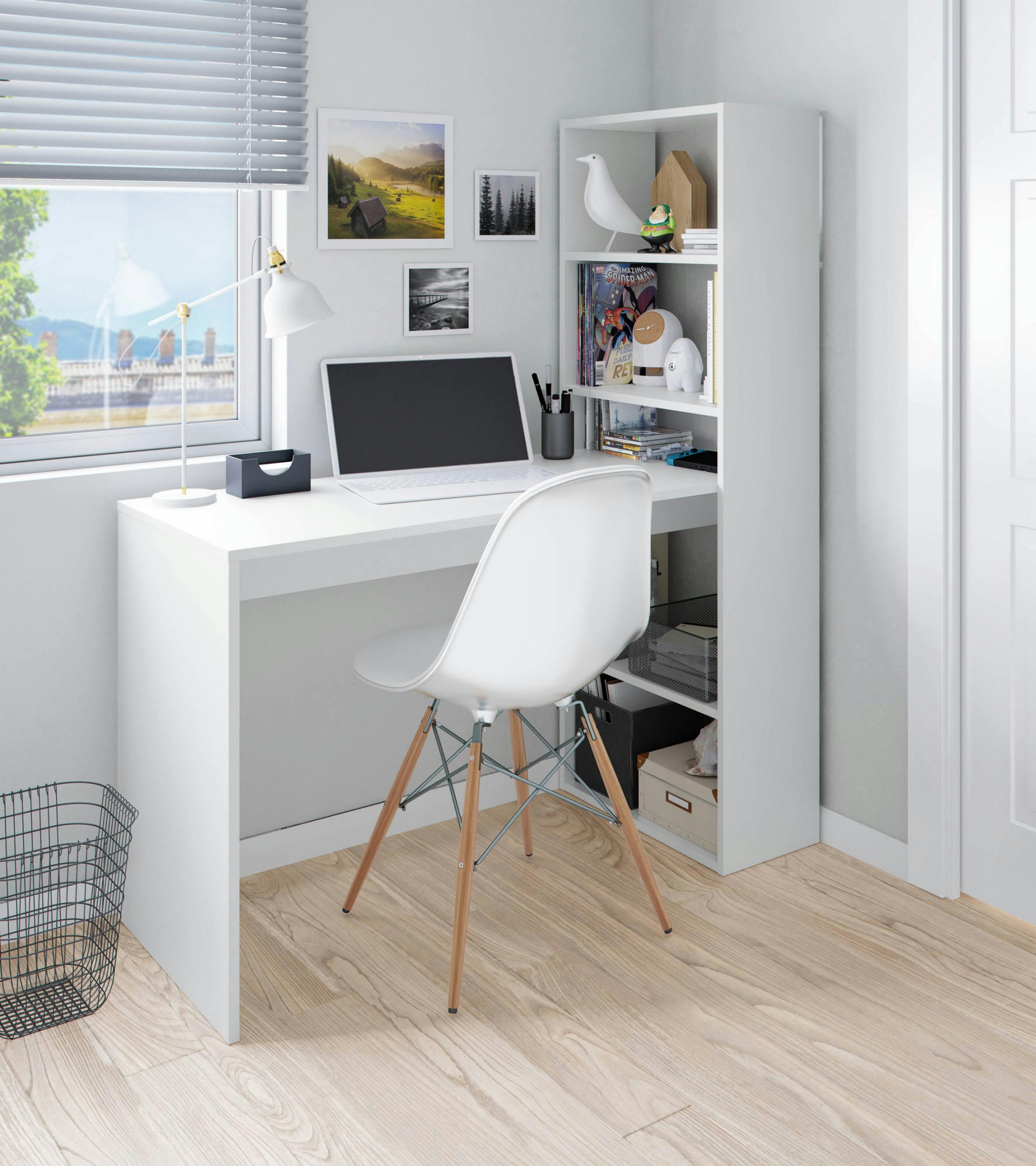 DENTON - Bureau effet bois blanc