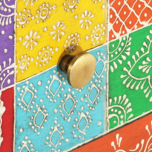 NNEVL Hand Painted Bedside Cabinet 40x30x50 cm Solid Mango Wood