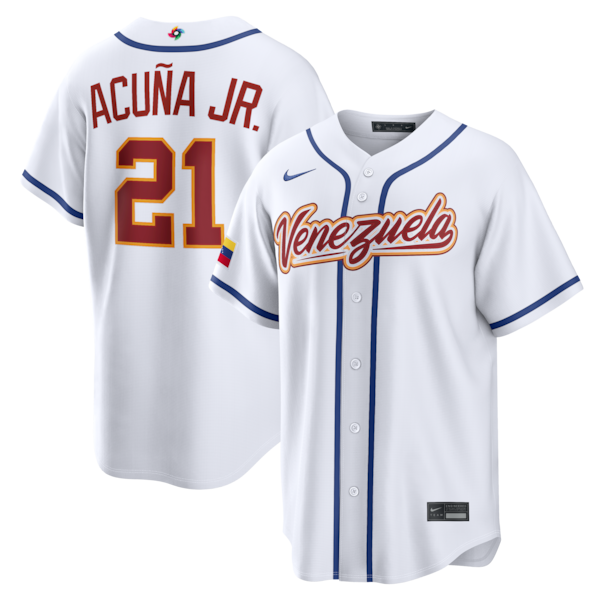 Ronald Acuña Jr. Venezuela Baseball Nike 2026 World Baseball Classic Home Stadium Jersey - White