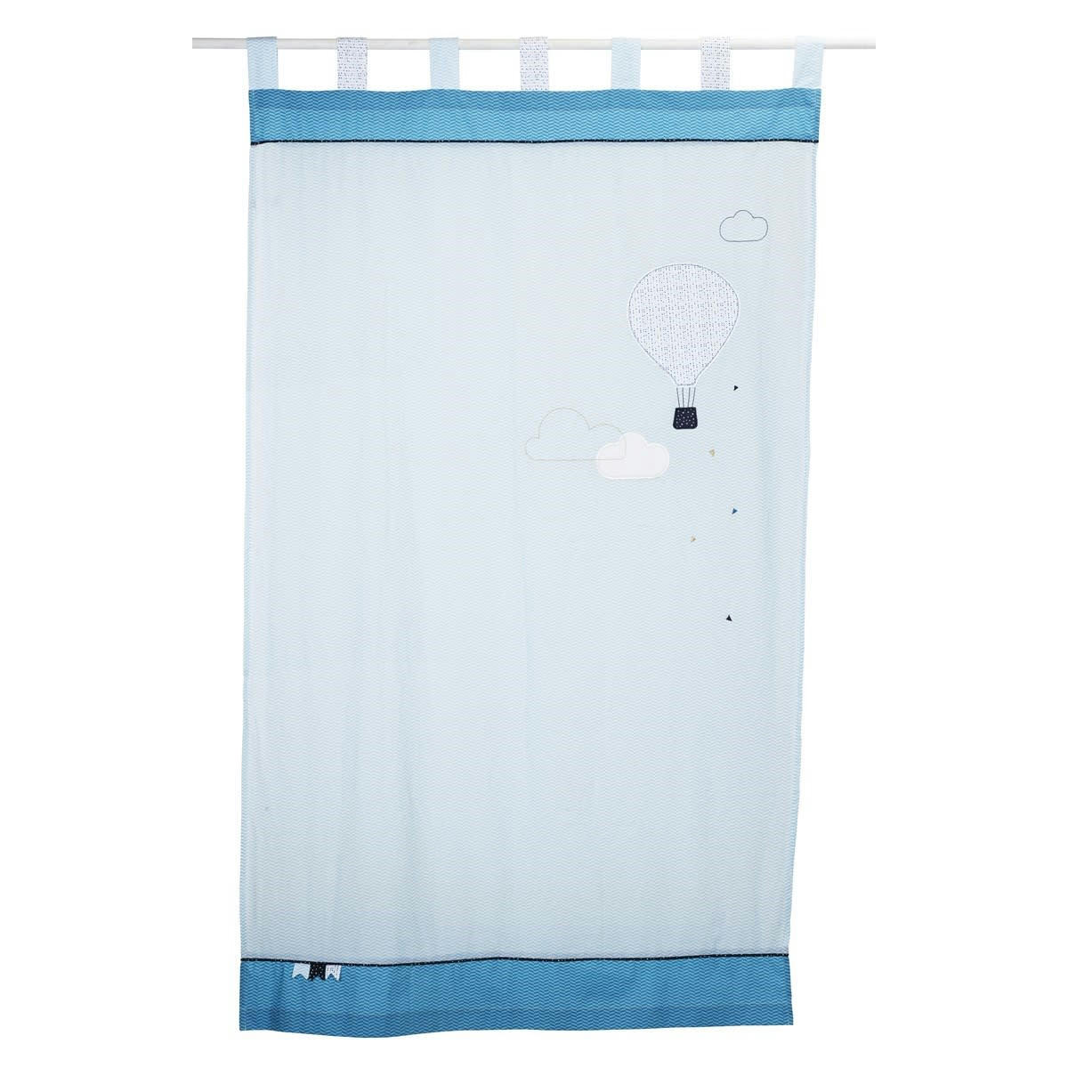 LAZARE - Rideau voilage 105x80 cm en coton bleu