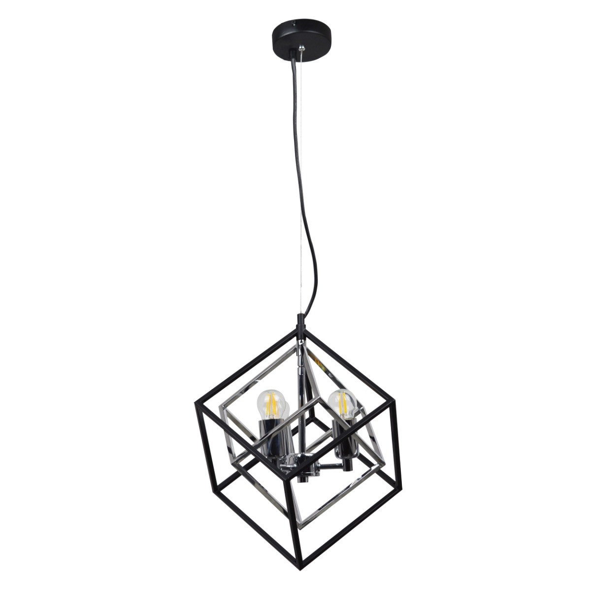 Lampa wisząca czarna-chromowana IKAR 3xE27x20W wym: 120x37x37 cm Polux