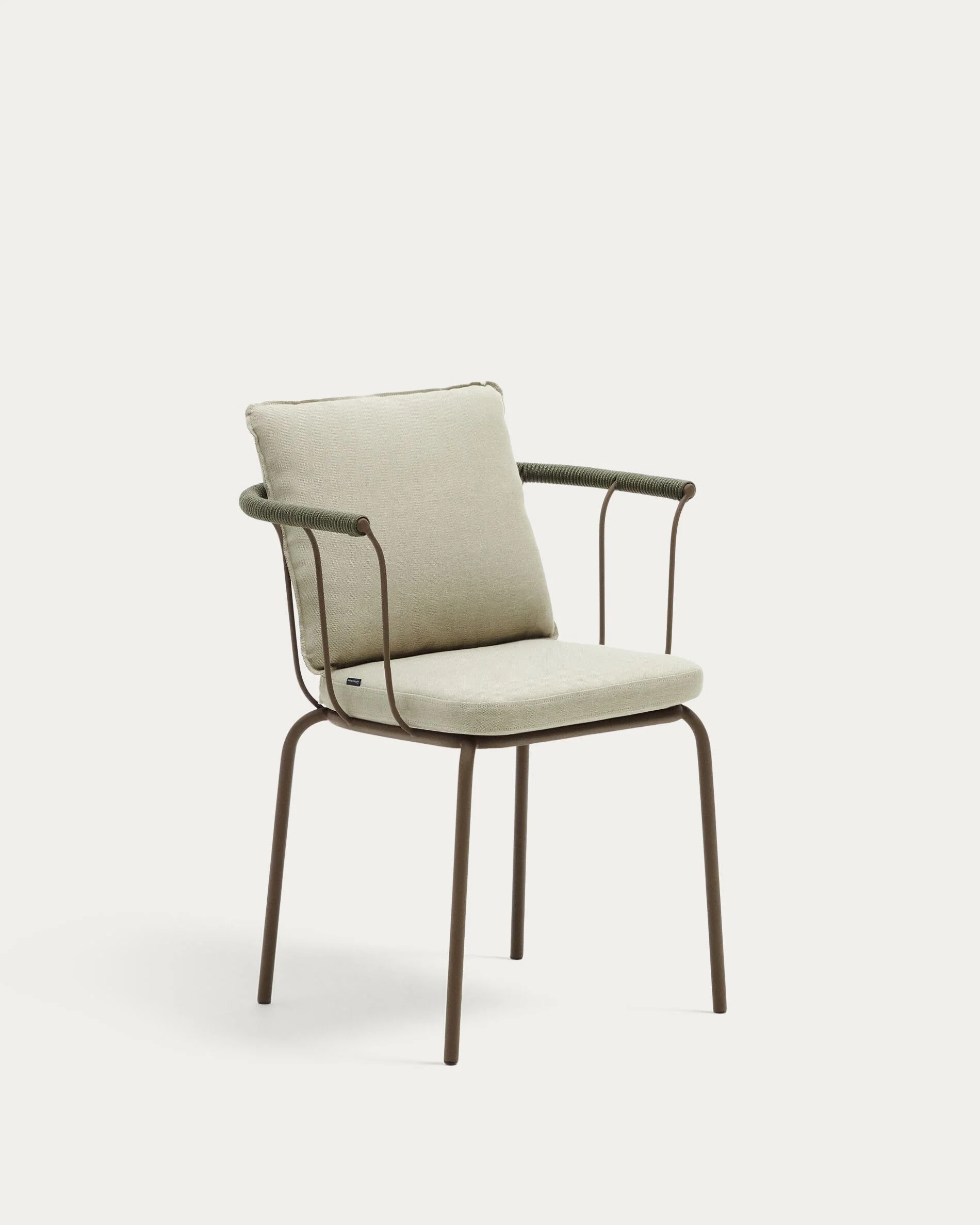Salguer stackable chair in cord and steel with brown painted finish
