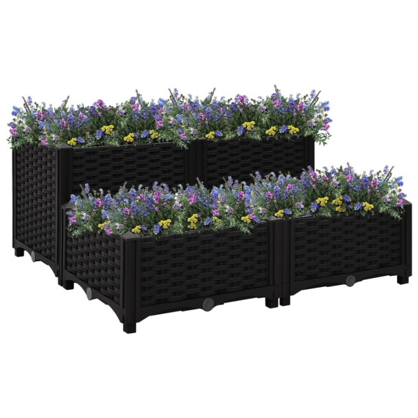 Podniesiona rabatka Czarny 80 x 80 x (23-38) cm vidaXL