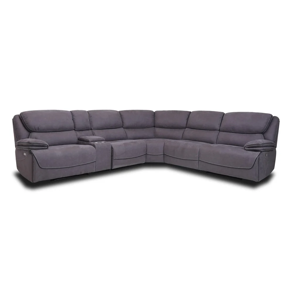 Levi Grey Transitional Upholstered Power Reclining Sectional Sofa