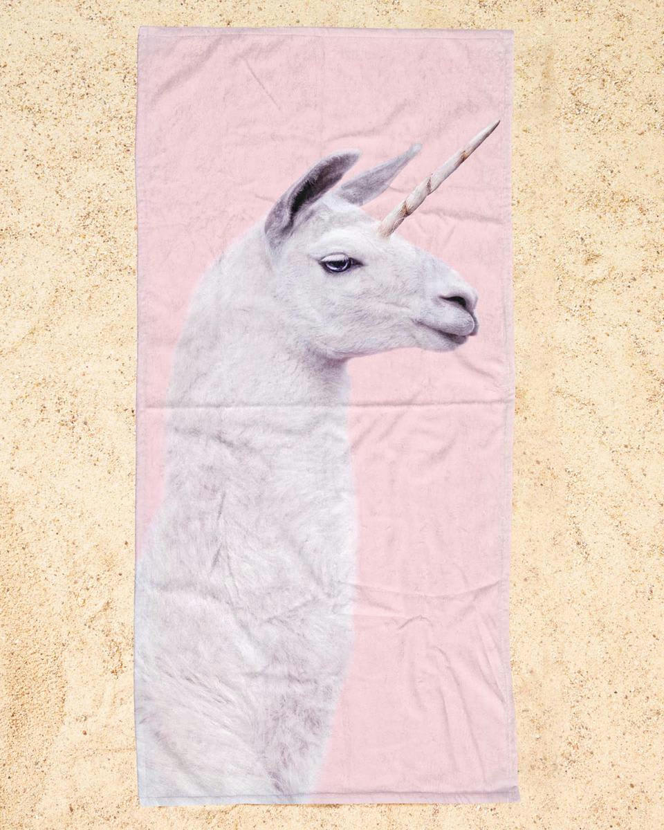LLAMA UNICORN - Serviette de plage en éponge-velours en rose 90x180