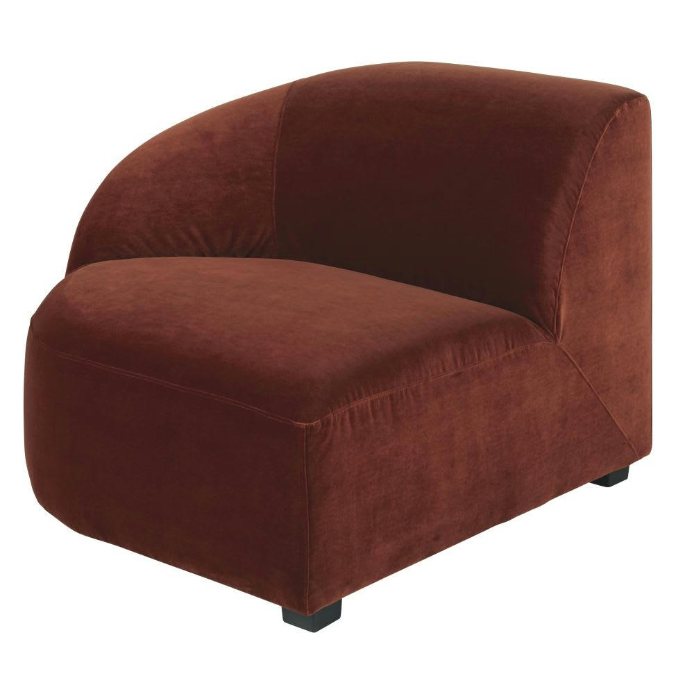 Virgile - Accoudoir gauche pour canapé modulable en velours terracotta
