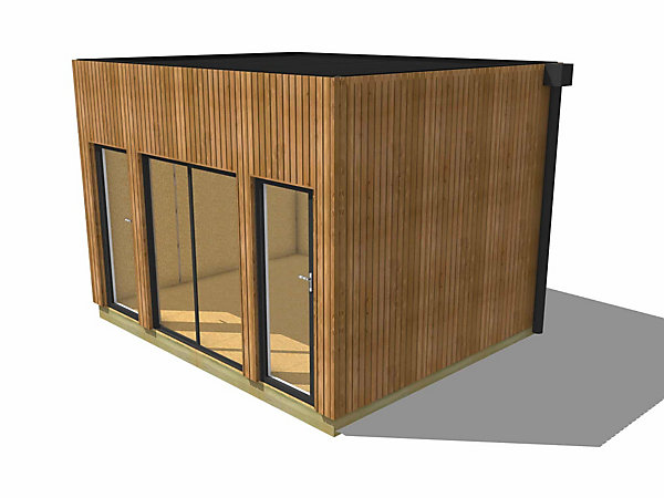 Bureau de jardin 4 saisons en bois 4,4 x 3,5 x 3,2 m / isolation RE2020 avec plancher isolé