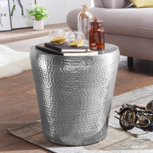 FineBuy Stolik boczny metal srebrny
