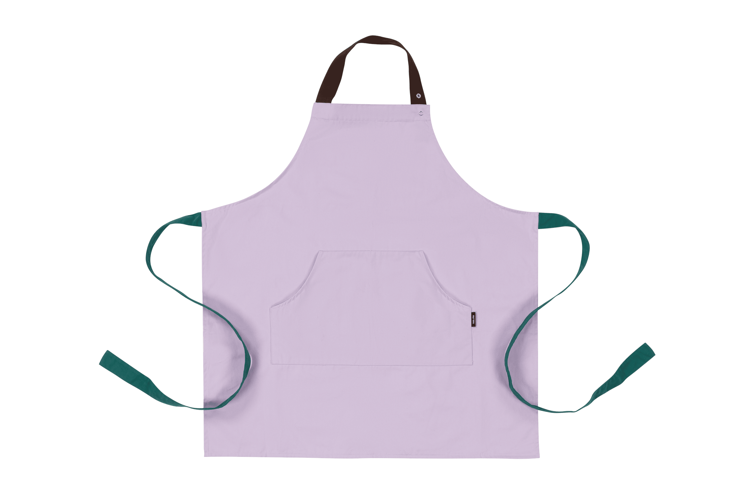 noo.ma Rubi schort 100% katoen - verstelbaar, kleurrijke kleurvlakken (Lavender, Green & Brown)
