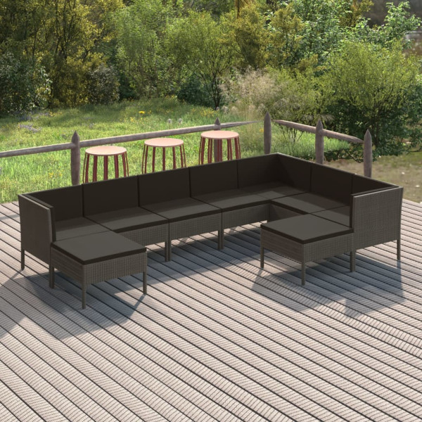 Zestaw wypoczynkowy do ogrodu Szary Technorattan 3x sofa narożna   4x