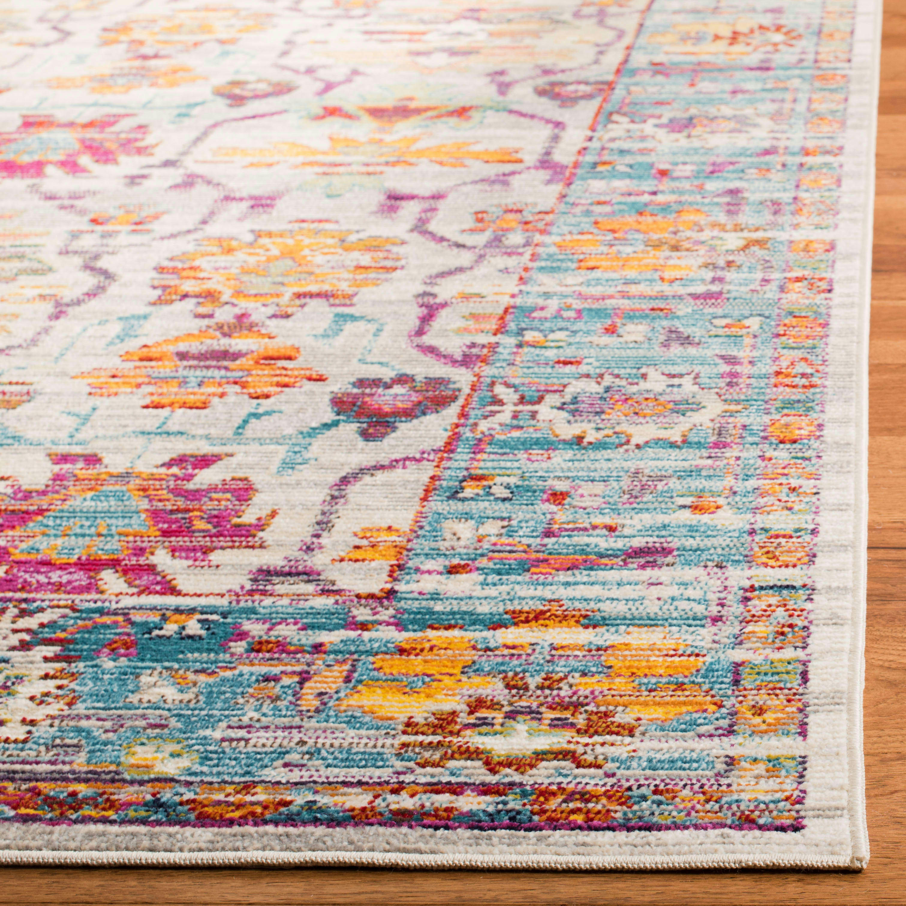 CRYSTAL - Tapis de salon interieur en crème & bleu canard, 201 x 279 cm