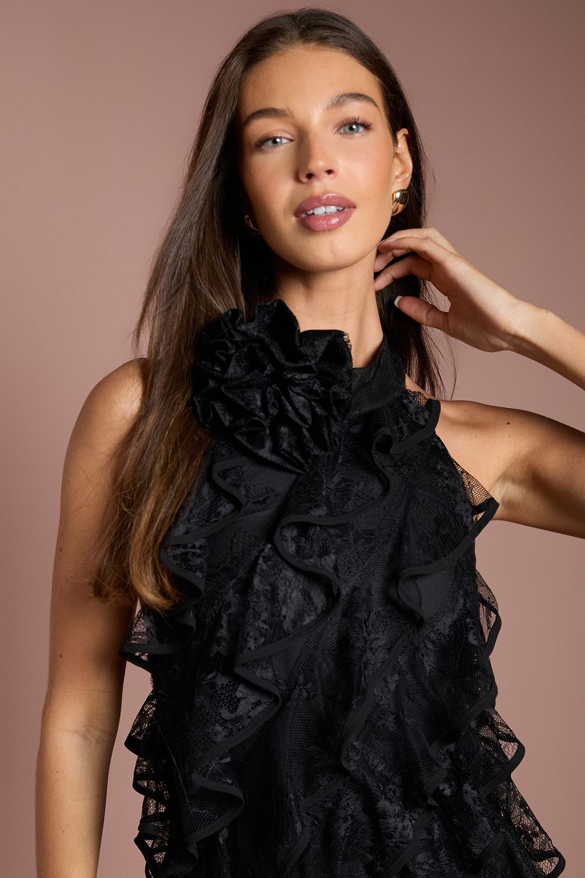 Coast Lace Frill Mini Dress