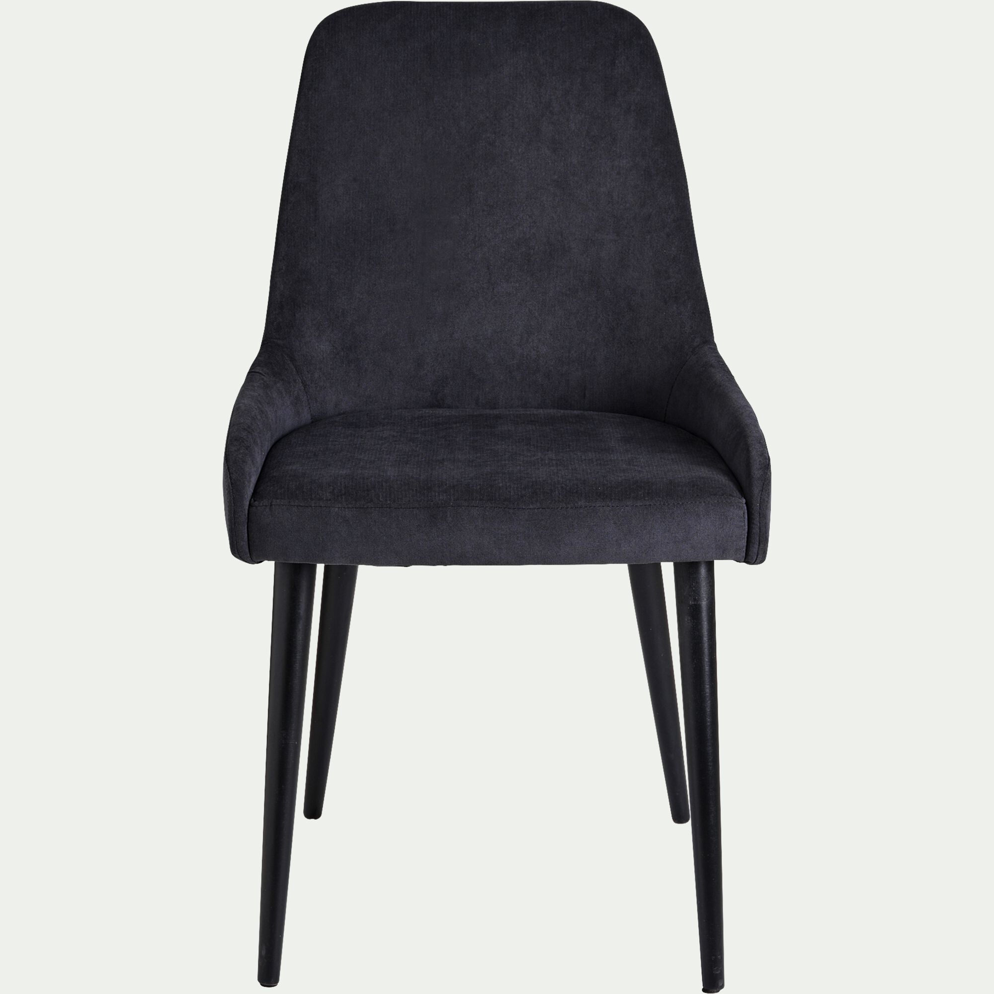 LIVNO - Chaise en tissu effet velours - noir