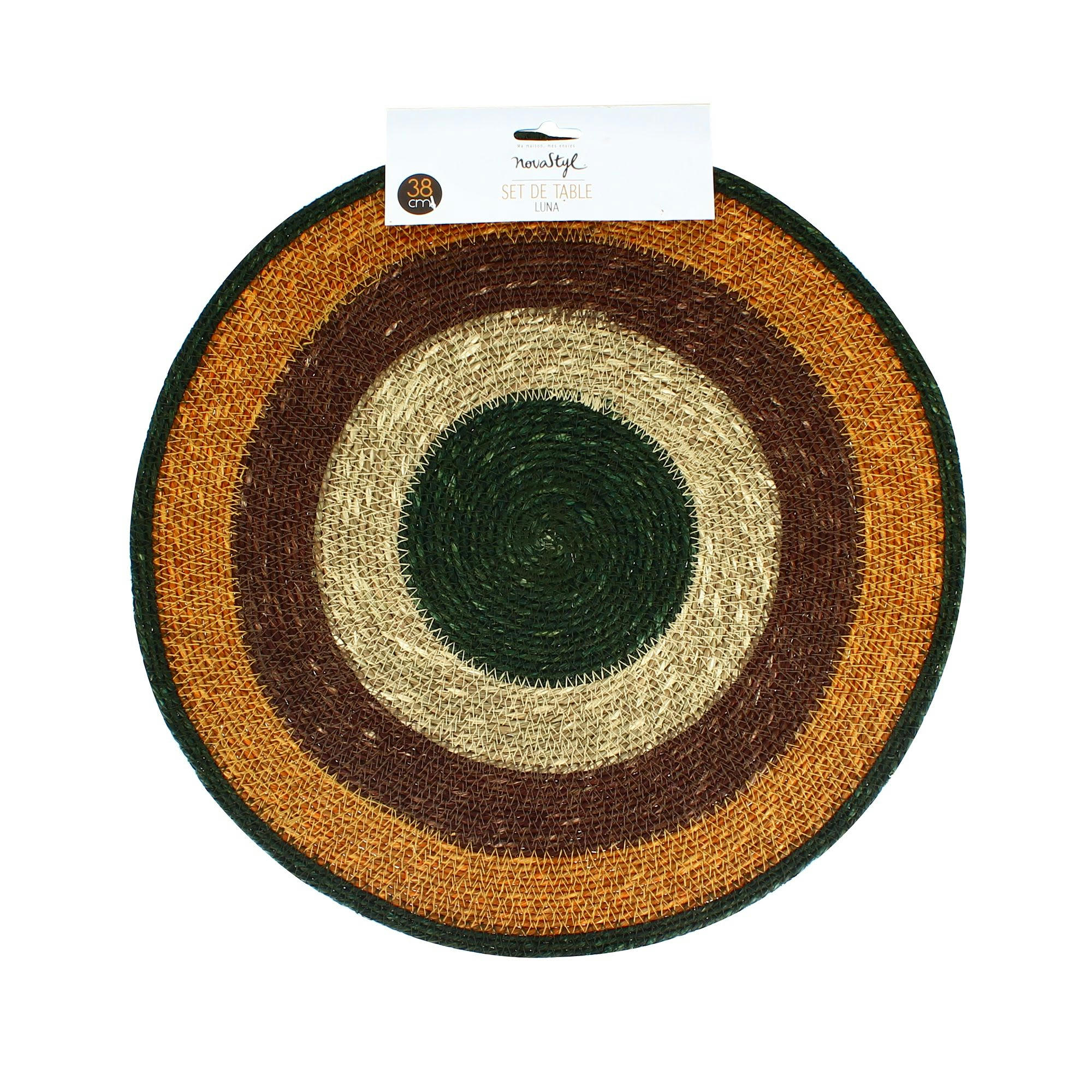 LUNA - Lot de 6 sets de table terracotta en jonc de mer Ø38cm