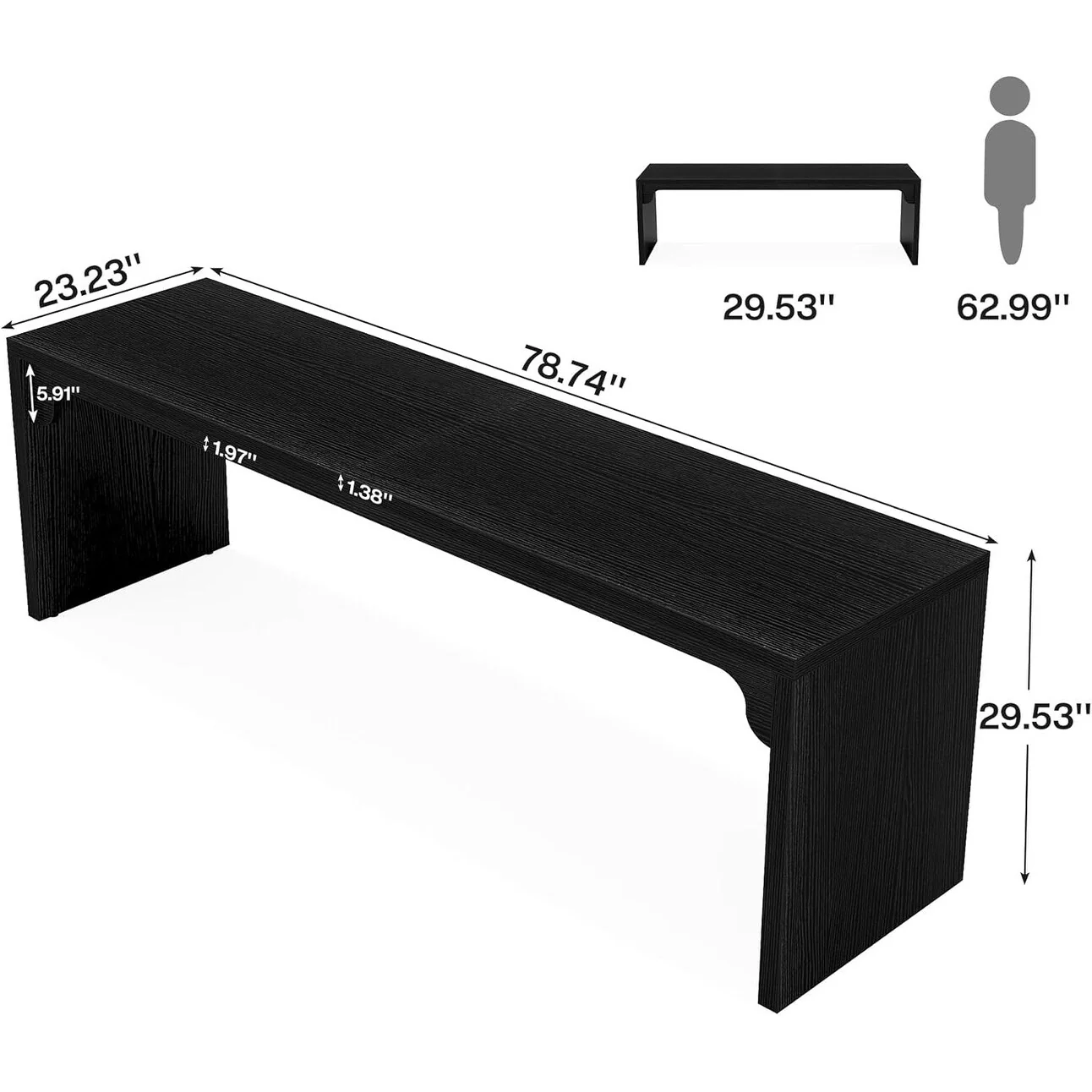 2 Person Desk for Home Office, Large Writing Desk for 2 People