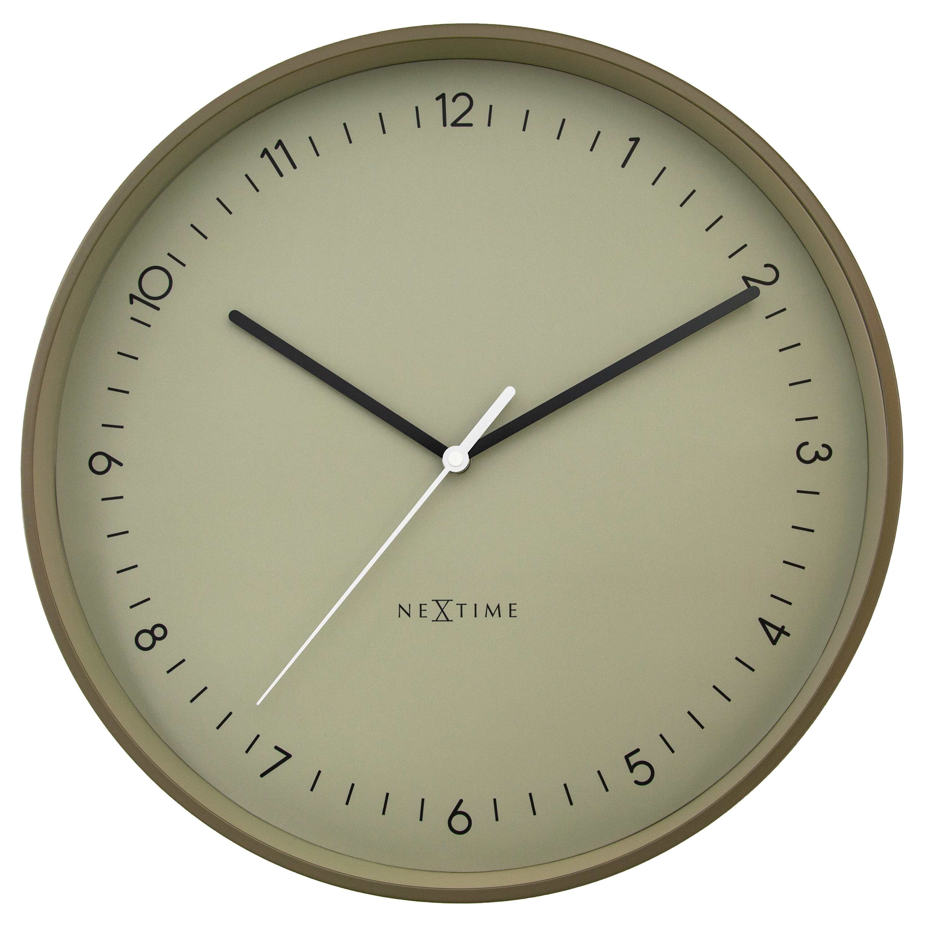 NeXtime - Wandklok 40cm - Stil - Khaki - Metaal - NeXtime 'Berlin L'
