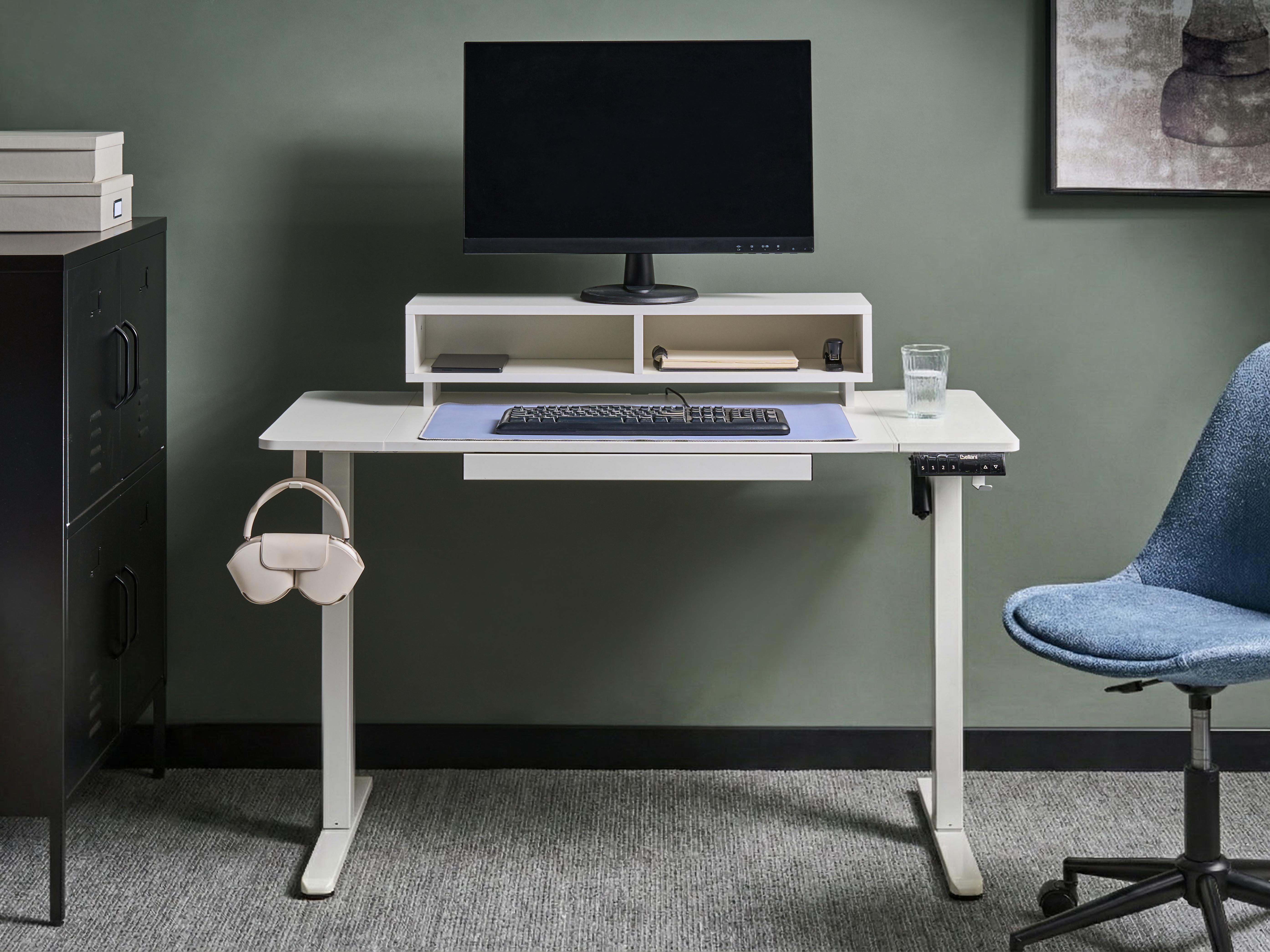 Electric Adjustable Standing Desk LUCAMA White 120 cm 60 cm with USB Port