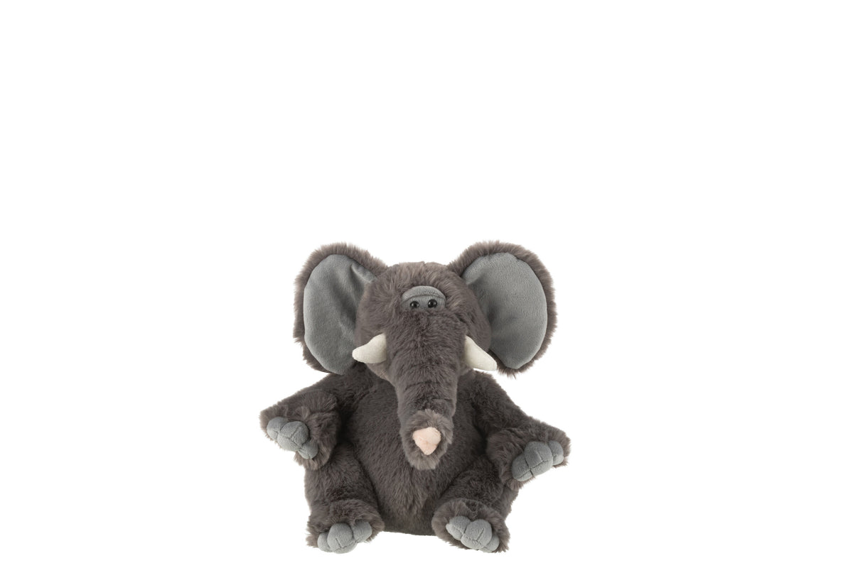 J-Line knuffel Olifant - polyester - grijs - small