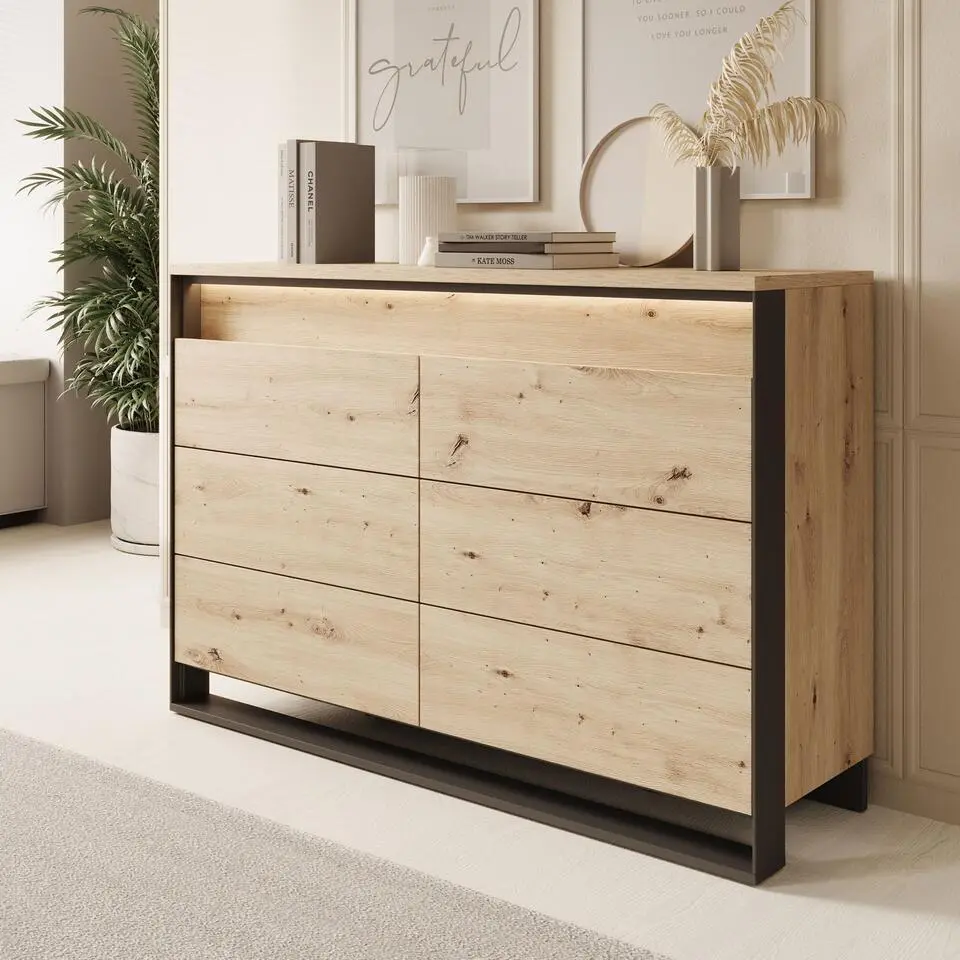 Meubella - Ladekast Quarry - Eiken - 133 cm