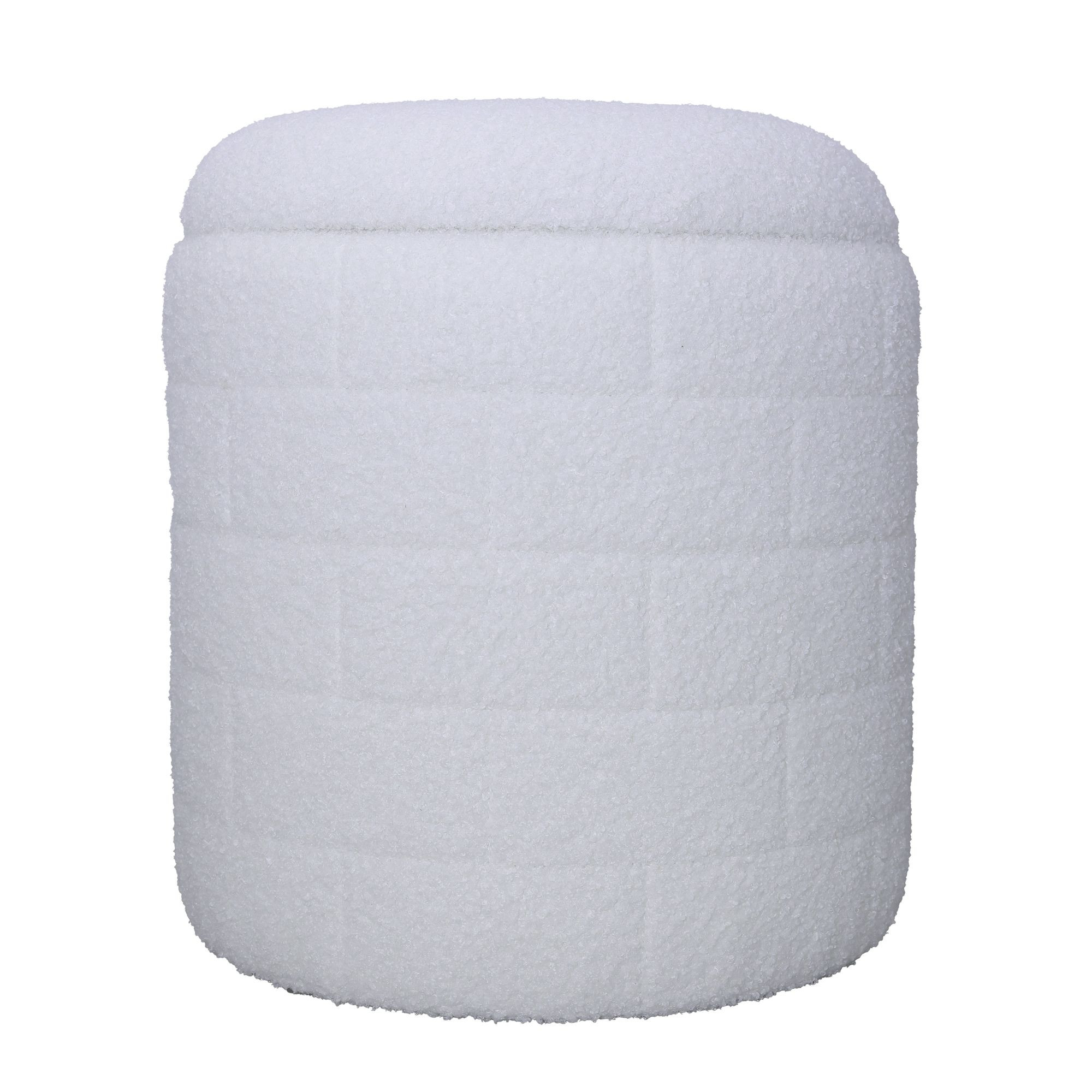 Okrągły Hocker z Tapicerki z Miejscem do Przechowywania 40 cm Biały