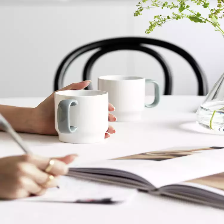 Designed By Sebastian Conran Set of 2 Porcelain Mugs - Grey