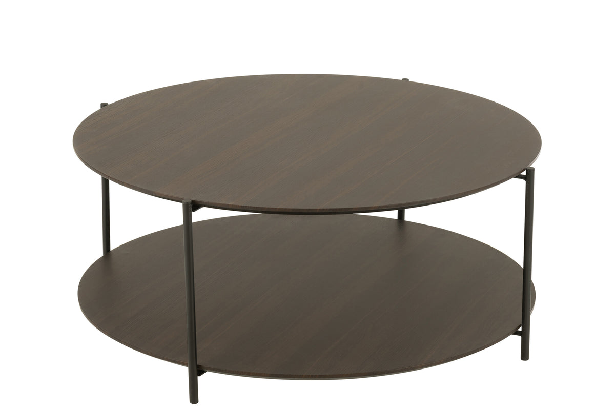 J-Line salontafel Rond - hout/metaal - donkerbruin - small