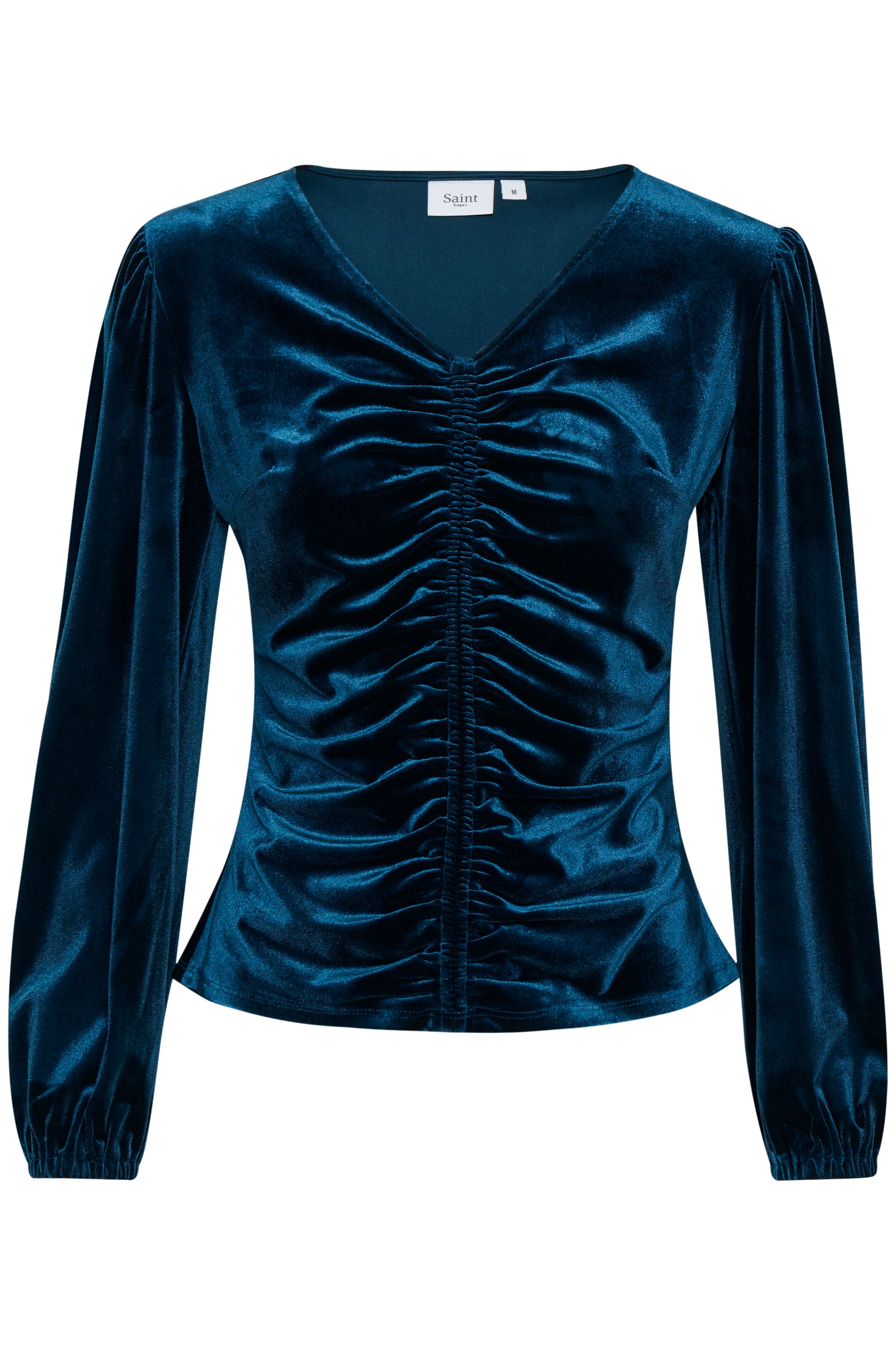 Saint Tropez HebaSZ Velvet V-neck Ruchings Blouse