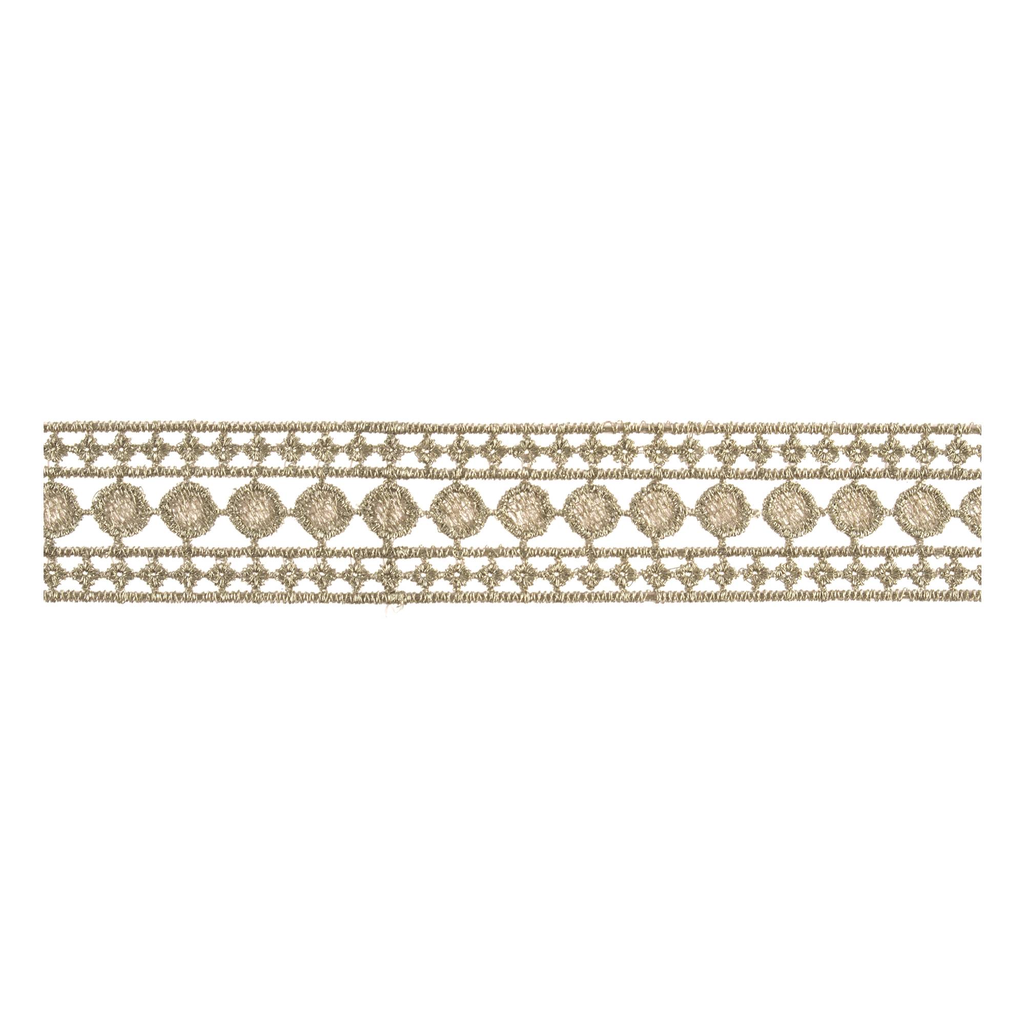Gold 30mm Metallic Circle Border Lace Trim by the Metre