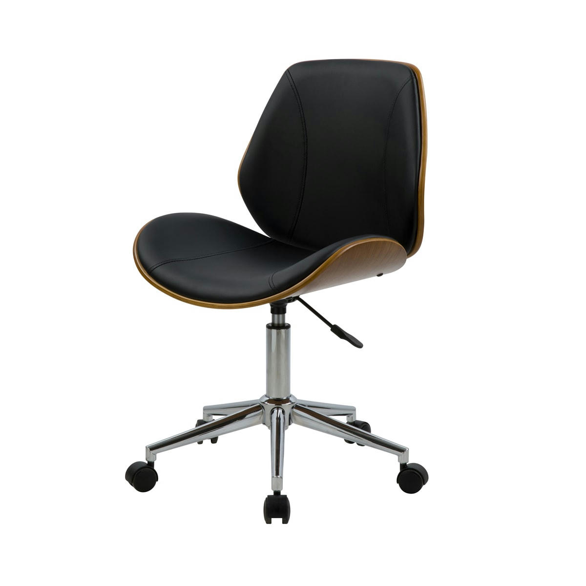 ARCHIE - Chaise de bureau pivotante en bois en PU noir