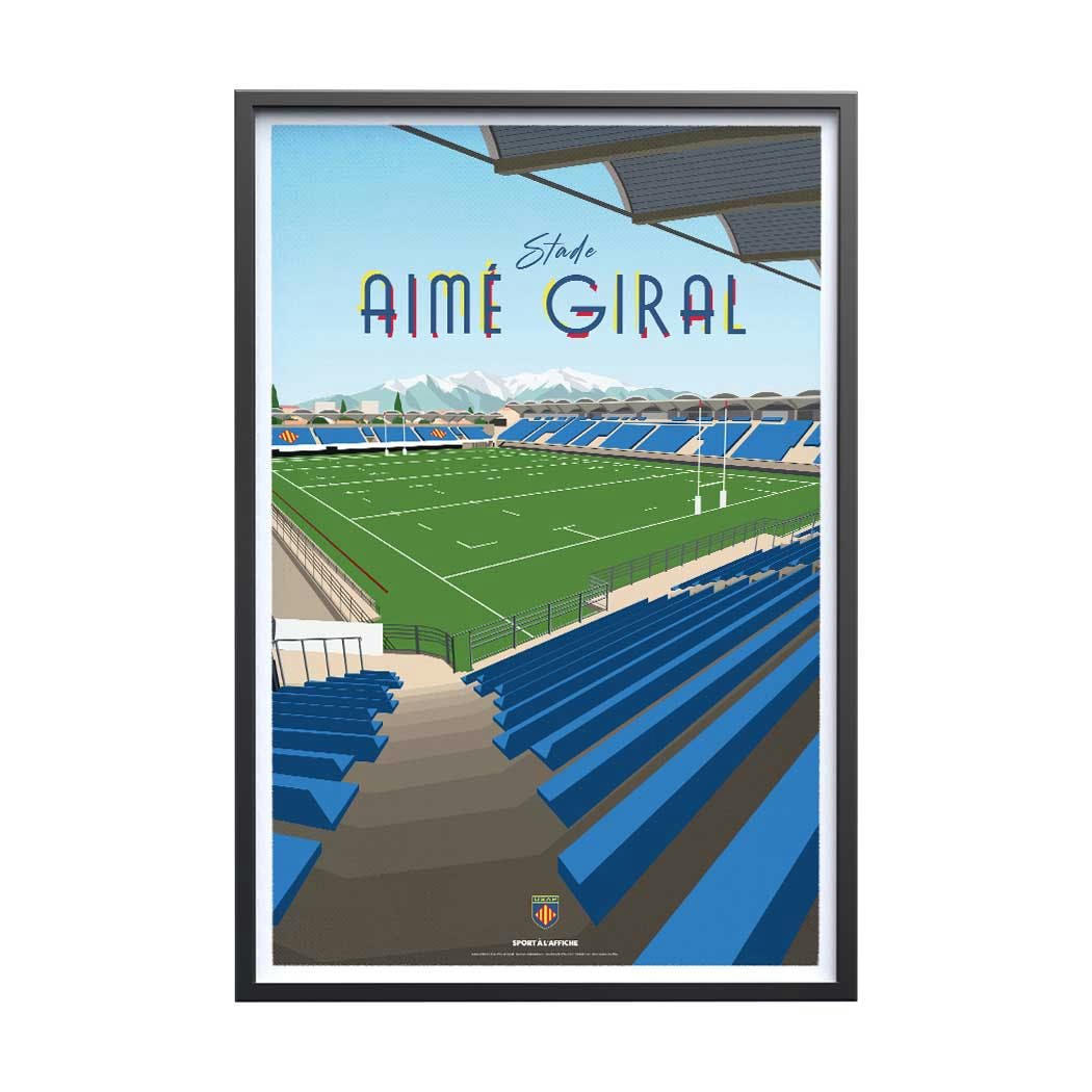 RUGBY - Affiche Rugby - USAP - Stade Aime Giral 40x60 cm