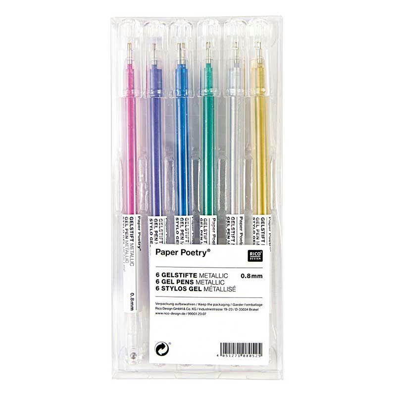 MÉTALISÉ - 6 stylos gel métalisé 0,8mm