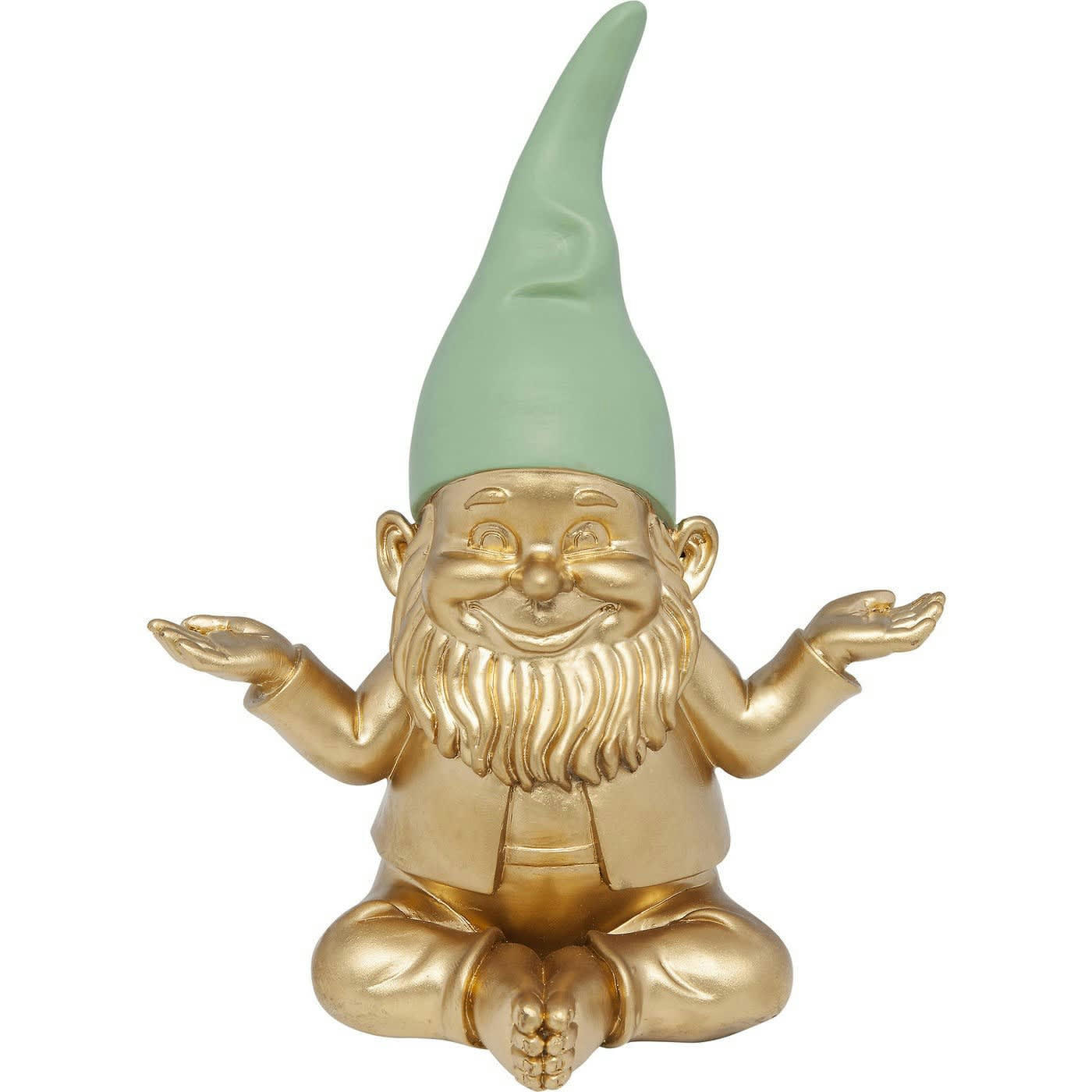 ZWERG MEDITATION - Statuette nain zen doré H19