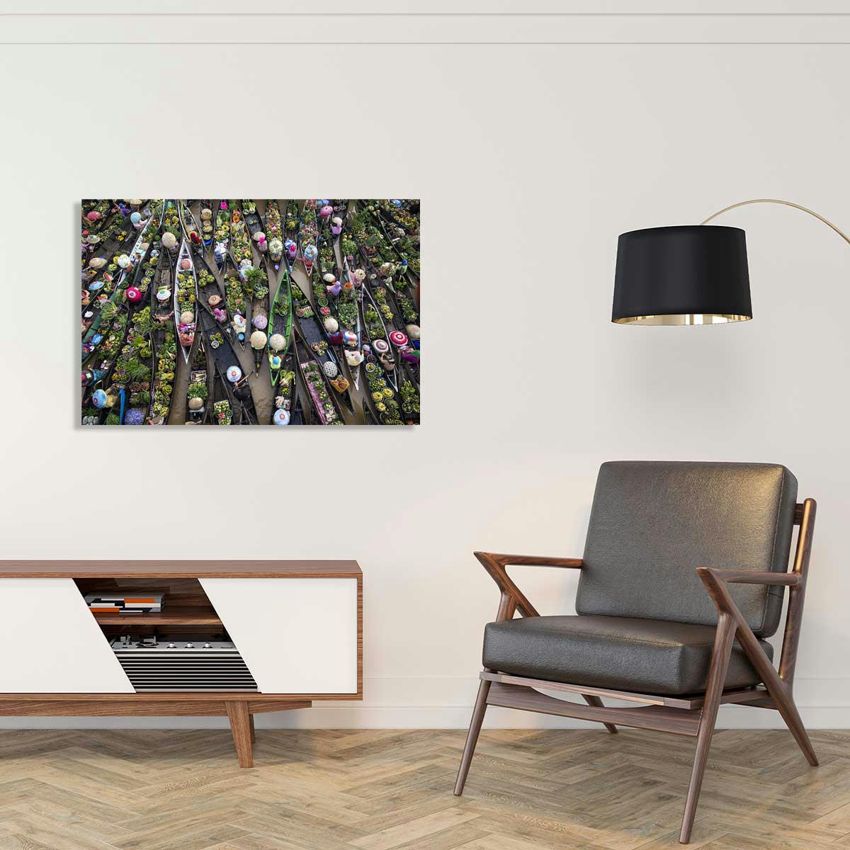 - Tableau marché flottant toile imprimée 120x80cm