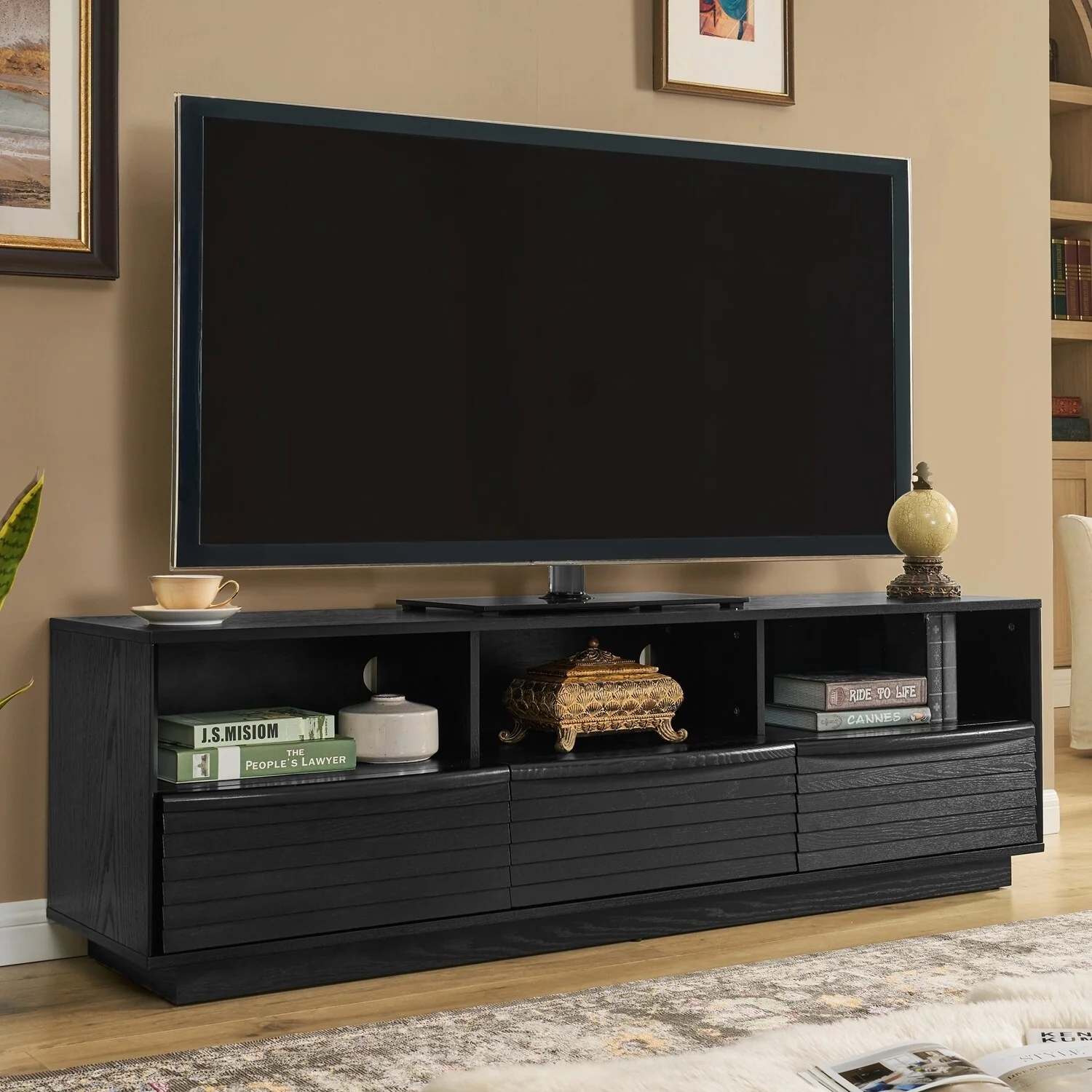 Charming Mid-Century Modern TV Stand with Versatile Storage and Stylish Design