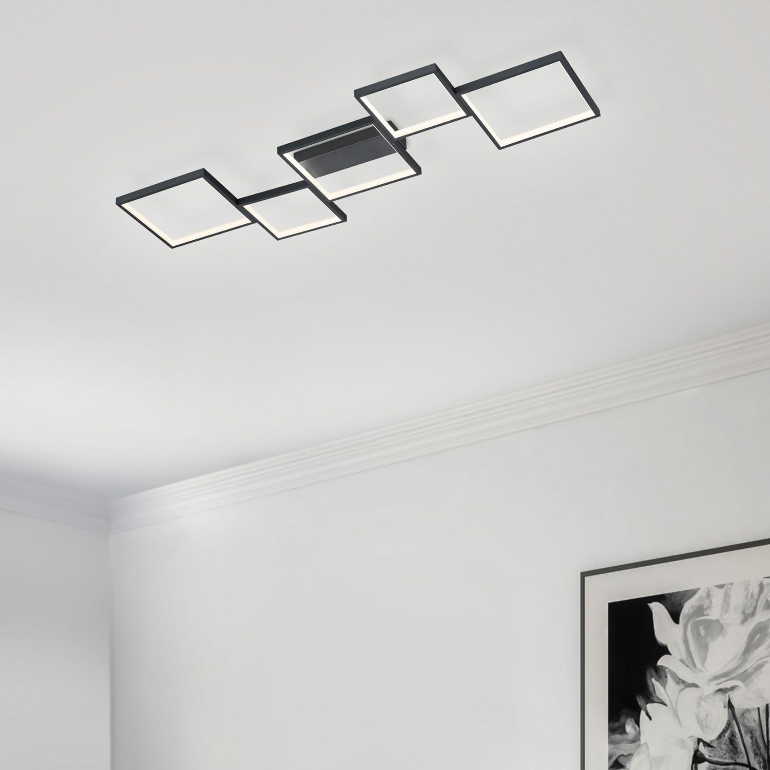 Plafoniera LED 5 elementi Sorrento nero Trio