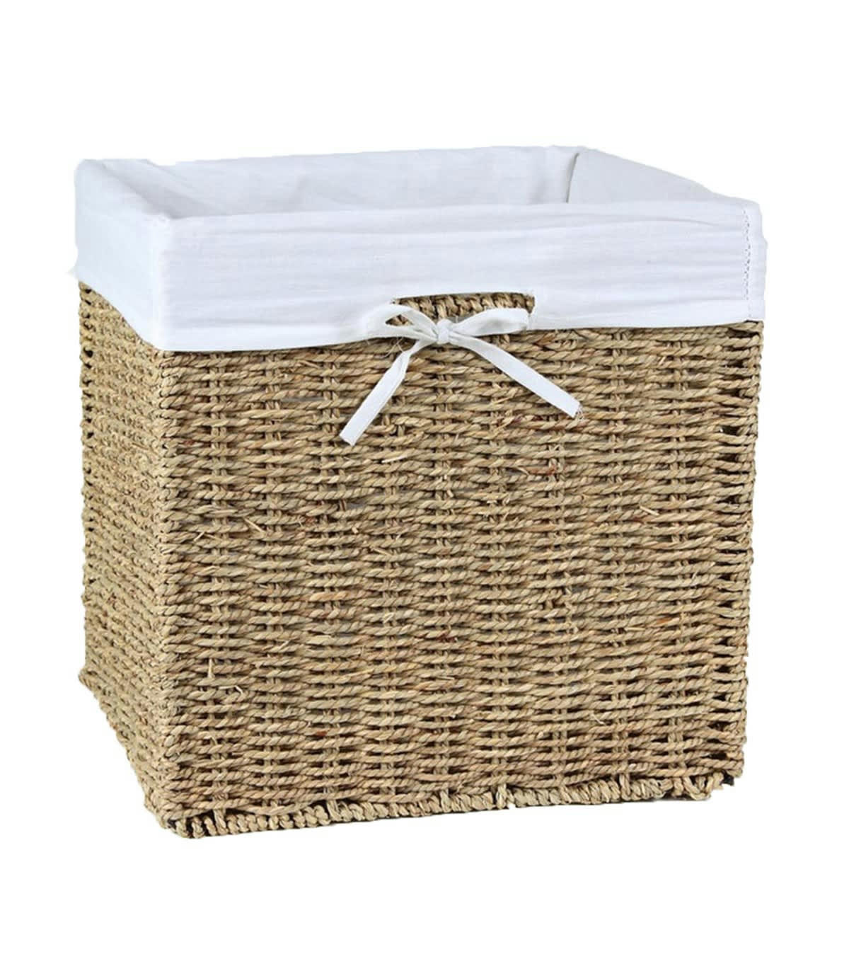 - Cube de rangement pliable en jonc de mer 32 x 32 x 32 cm - Marron