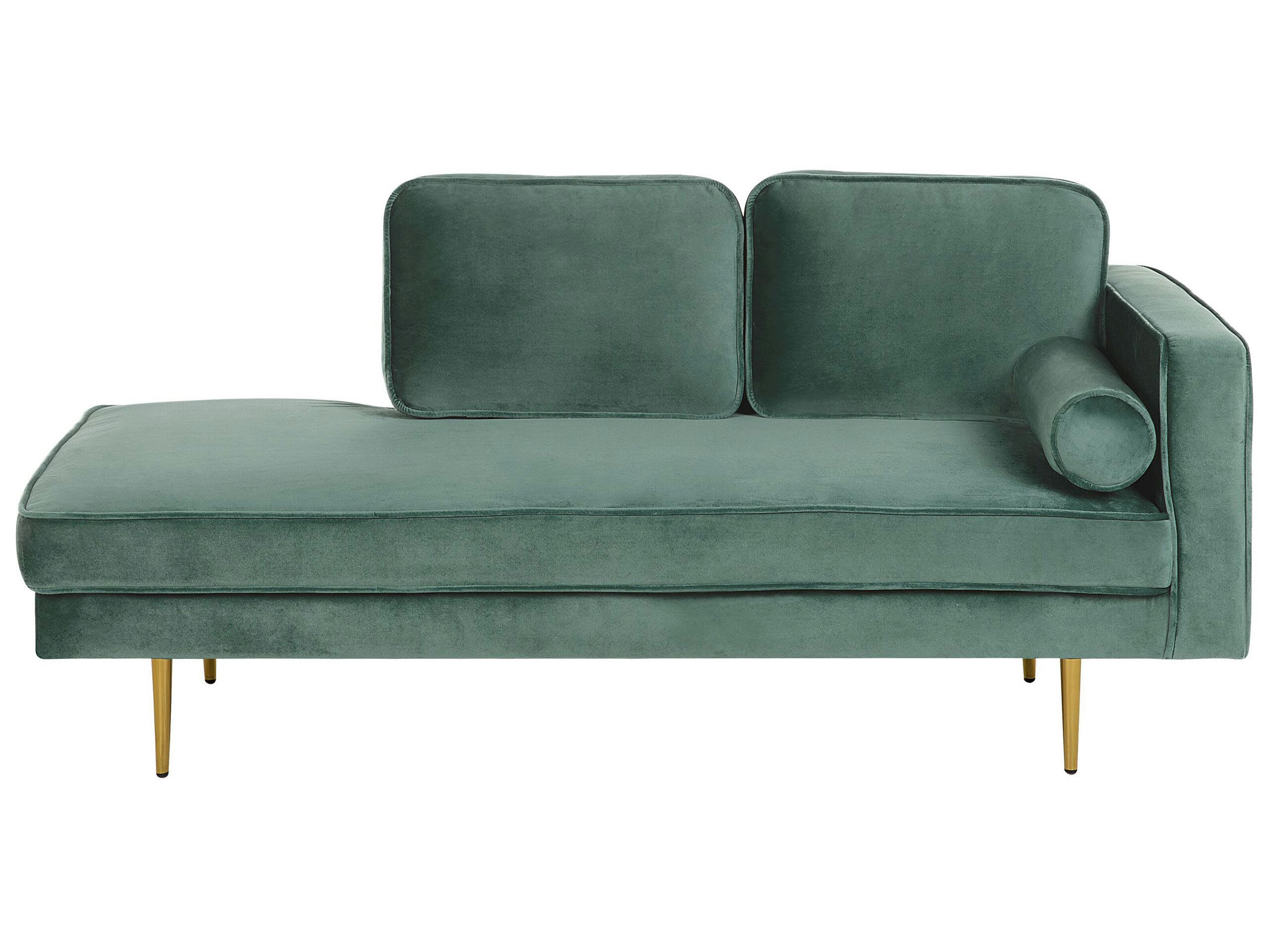 MIRAMAS - Chaise longue en velours vert menthe côté droit